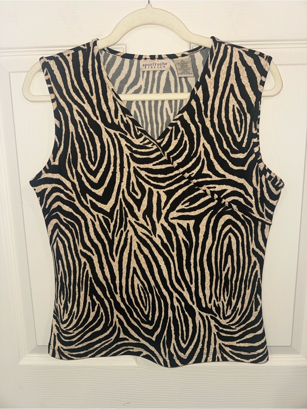 Apostrophe Zebra Print Sleeveless Small Top